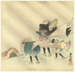 Viaggiatori in una tempesta da Shibata Zeshin