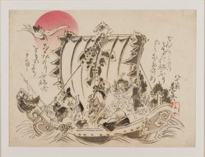 I sette dei della buona fortuna su una takarabune, o nave del tesoro da Shibata Zeshin