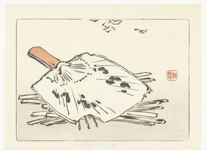 Ventaglio e legnetti per accendere il fuoco da Shibata Zeshin