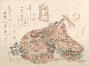 Biwa con copertura in broccato, dalla serie Strumenti musicali, probabilmente 1808