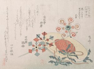 Cappello di paglia per viaggi e giocattoli di mulini a vento, XIX secolo