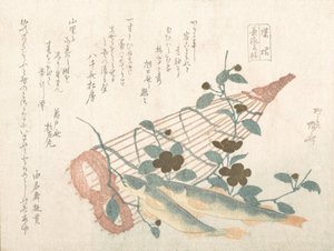 Dolci pesci del fiume Nagara, con cesti e fiori da Shinsai
