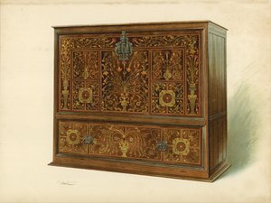 Mobile intarsiato con marqueterie, proprietà di Sir George Donaldson da Shirley Charles Llewellyn Slocombe