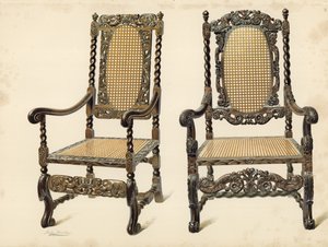 Sedia, proprietà di P Macquoid; Sedia, proprietà di Arthur S Cope da Shirley Charles Llewellyn Slocombe