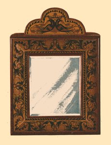 Specchio con cornice in noce con intarsi