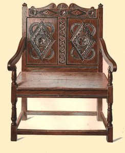 Sedia doppia in quercia gallese, 1904