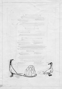 Uccelli e gelatina, design del menu, c. 1950 da Shirley Markham
