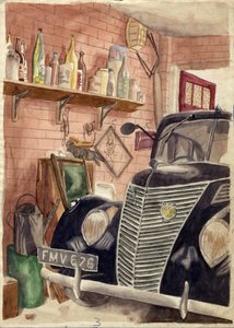 Auto in garage, c1950 da Shirley Markham