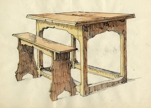 Tavolo e forma di quercia