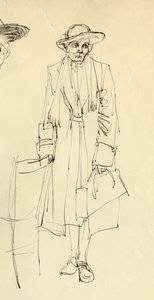 Donna in piedi con cappello da Shirley Markham