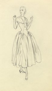 Donna in abito a vita stretta, c1952 da Shirley Markham