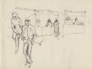 Giovani uomini a una fiera, c1950