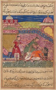 Pagina da Tales of a Parrot Tuti-nama: Ottava notte: La moglie ingannevole espelle..., 1558-1560