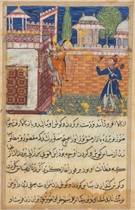 Pagina da Racconti di un pappagallo Tuti-nama: Ottava notte: La moglie ingannevole ritorna..., 1558-1560 da Shravana
