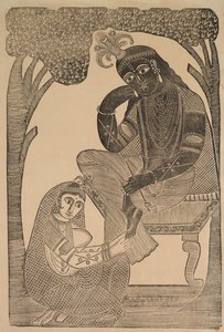Radha che Accarezza i Piedi di Krishna da Shri Gobinda Chandra Roy