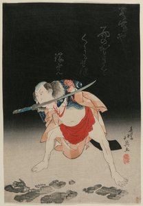 Arashi Rikan II come Danshichi Kurōbei in Specchio di Naniwa: Il festival estivo da Shunbaisai Hokuei