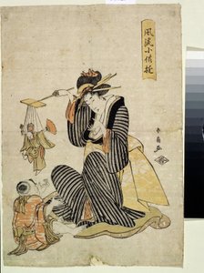 Un gioco di marionette, dalla serie divertimenti dei bambini da Shunsen Katsukawa