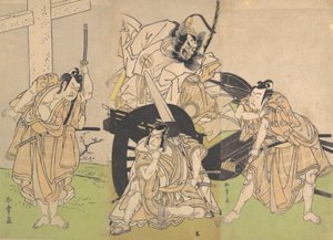 Attori kabuki Ichikawa Yaozo II, Nakajima Mihoemon II, Ichikawa Ebizo III da Shunsho