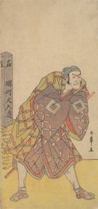 Il quinto Ichikawa Danjuro come portatore di kago vicino a un palo di miglio, ca. 1783-84