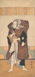 Il quinto Ichikawa Danjuro come un vecchio con lunghi capelli grigi