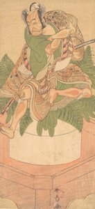 Il quarto Ichikawa Danjuro come servo Yakko seduto su una grande torta di Mochi da Shunsho