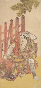 Il quarto Matsumoto Koshiro come fuorilegge che guarda un Ninsogaki di legno, ca. 1779-83 da Shunsho