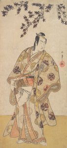 Il terzo Ichikawa Yaozo come un daimyo sotto un albero di acero