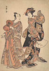 Il terzo Segawa Kikunojo come Ochiyo e Bando Mitsugoro come Hanbei, 5° mese, 1781 da Shunsho