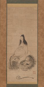 Monju su un leone, fine XV secolo da Shusei