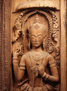 Porta con immagine di angelo custode, dal periodo Ayutthaya