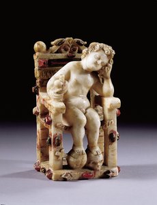 Figura del Bambino Gesù seduto su un trono, inizio XVII secolo da Sicilian School