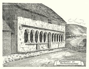 Ospizi a Mortonhampstead (incisione) da Sidney Heath