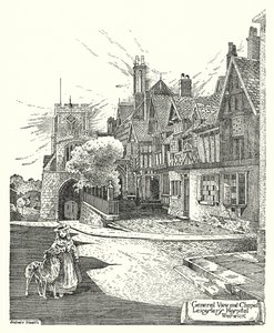 Vista Generale e Cappella, Ospedale di Leicester, Warwick (incisione) da Sidney Heath