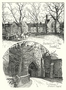 Ospedale di Sherburn, Durham (incisione) da Sidney Heath