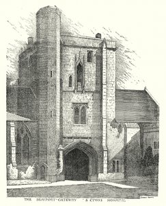 Il portale di Beaufort, S Cross Hospital (incisione) da Sidney Heath
