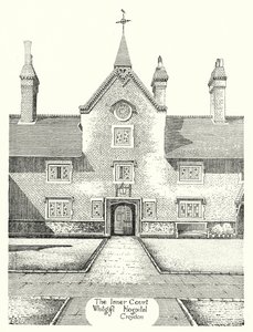 Il cortile interno, ospedale di Whitgift, Croydon (incisione) da Sidney Heath