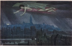 Lucifero che vola sopra la città. 