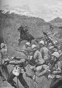 Gli uomini lottavano attraverso la grandine di fuoco, 1902 da Sidney Paget