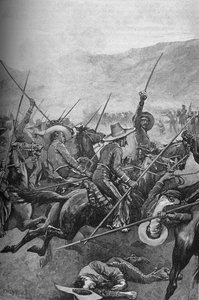 I lancieri messicani caricano i soldati dell