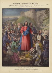 Cristo guarisce la moltitudine (incisione colorata) da Siegfried Detler Bendixen