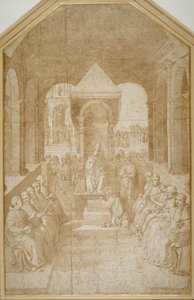 Enea Piccolomini che bacia la pantofola di Papa Eugenio, dopo Pinturicchio da Sienese School