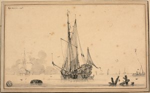 Scena portuale con navi a riposo e pali da Sieuwert van der Meulen