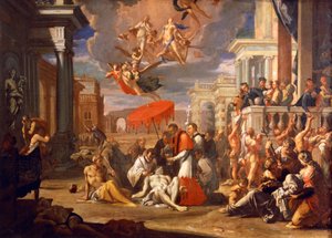 San Carlo Borromeo che amministra la Santa Comunione alle vittime della peste nel 1576, di Sigismund Caula