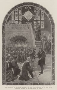 La decorazione della Royal Exchange, il nuovo pannello presentato dal signor Carl Meyer, svelato dal sindaco lunedì da Sigismund Christian Hubert Goetze