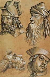 Studi di quattro teste per una serie sulla Passione da Sigmund Holbein
