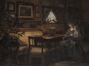 Interno serale. Madre e bambino da Sigurd Wandel