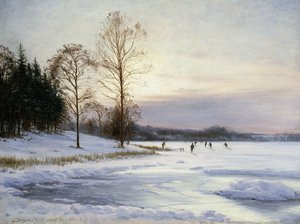 Pattinatori su uno stagno ghiacciato da Sigvard Hansen