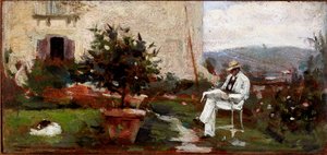 Luigi Tommasi nel suo giardino da Silvestro Lega