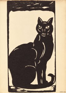 Gatto nero (stampa su blocco di legno) da Simon Albert Bussy