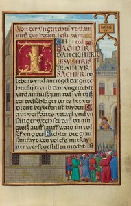 Rand mit dem Volk, das Daniel von Cyrus fordert da Simon Bening